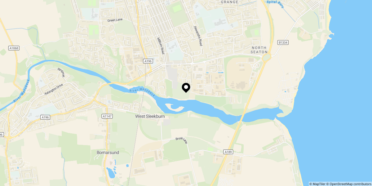 Approximate location of Chiltern Close, Wansbeck Manor, Ashington, NE63 0HZ