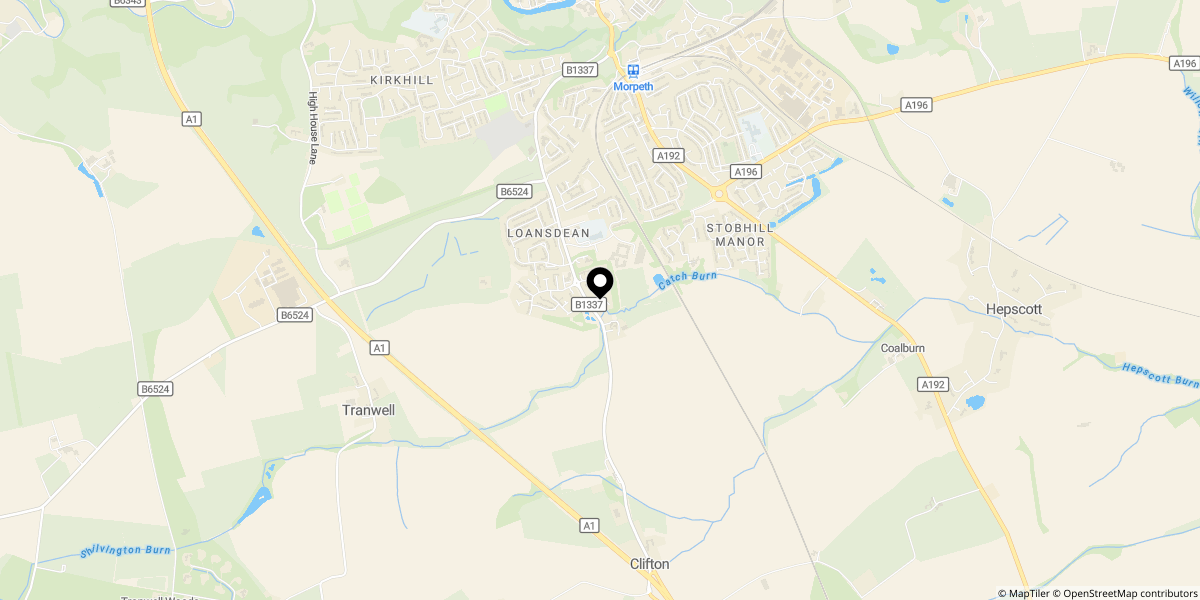 Approximate location of Caldburne Drive, Collingwood Manor, Morpeth, NE61 2FS