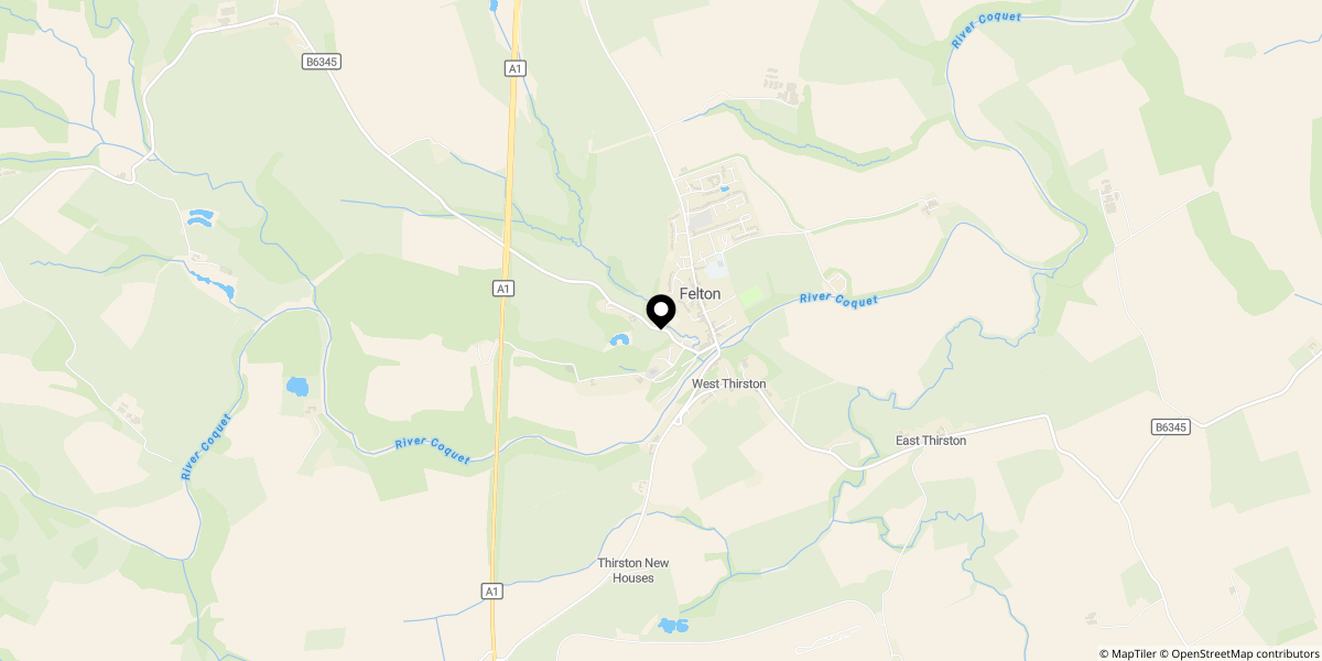 Approximate location of The Willows, Prospect Close, Felton, NE65 9PL