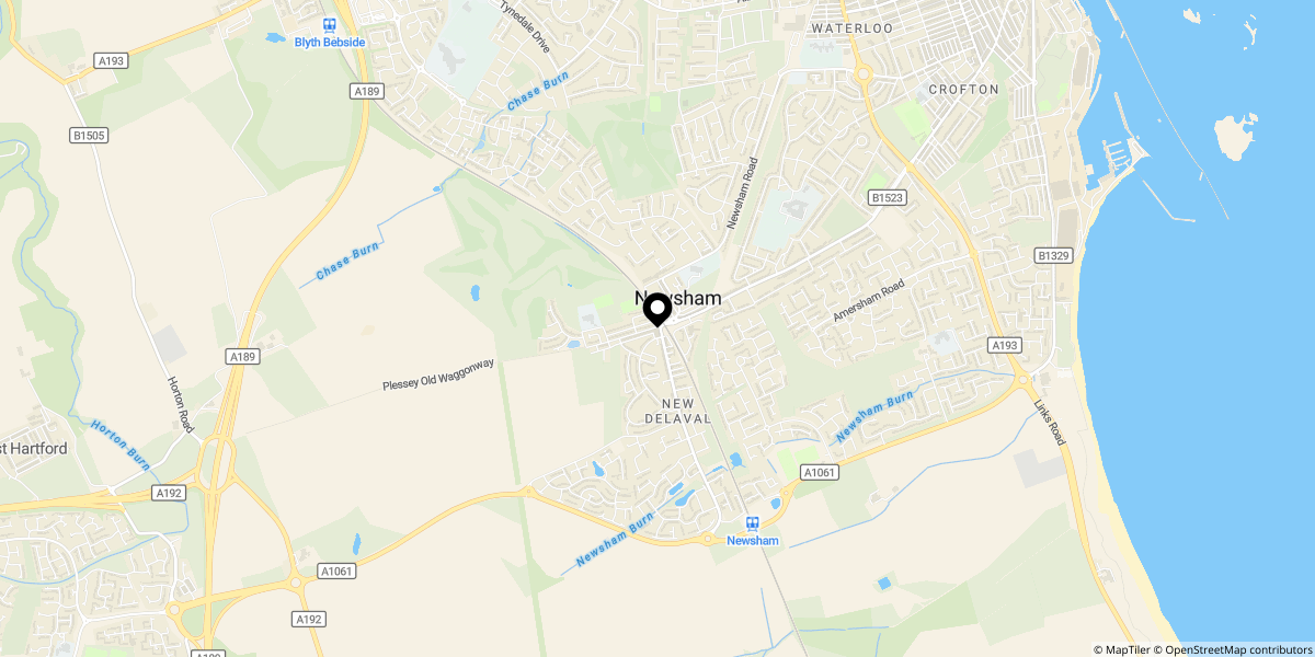 Approximate location of Plessey Road, Blyth, NE24 4BN