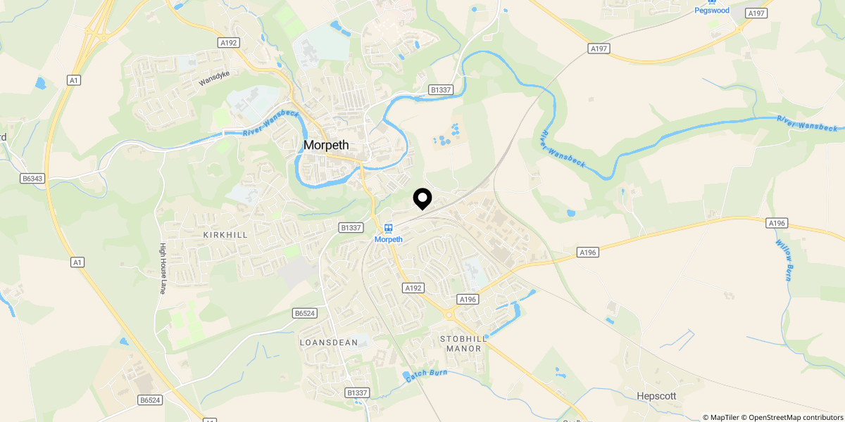 Approximate location of Windmill Way, Morpeth, NE61 1XQ