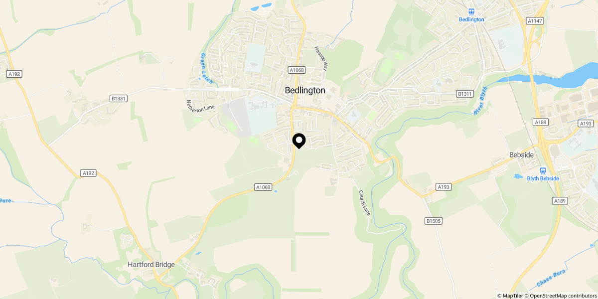 Approximate location of Horton Avenue, Bedlington, NE22 5TA