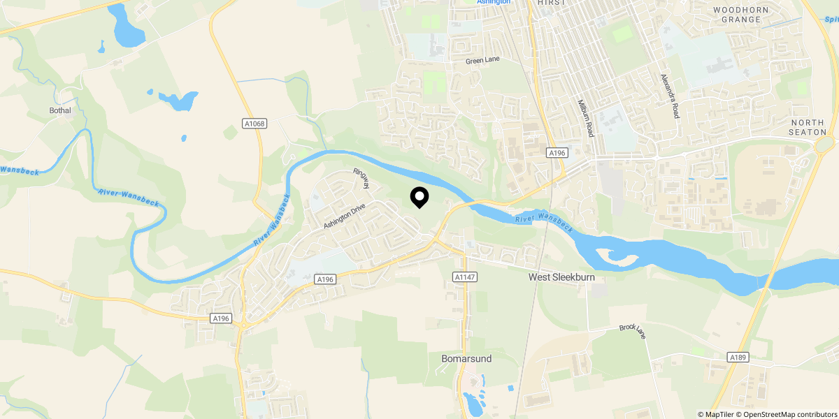 Approximate location of Wansbeck Cottages, Stakeford, Choppington, NE62 5JG