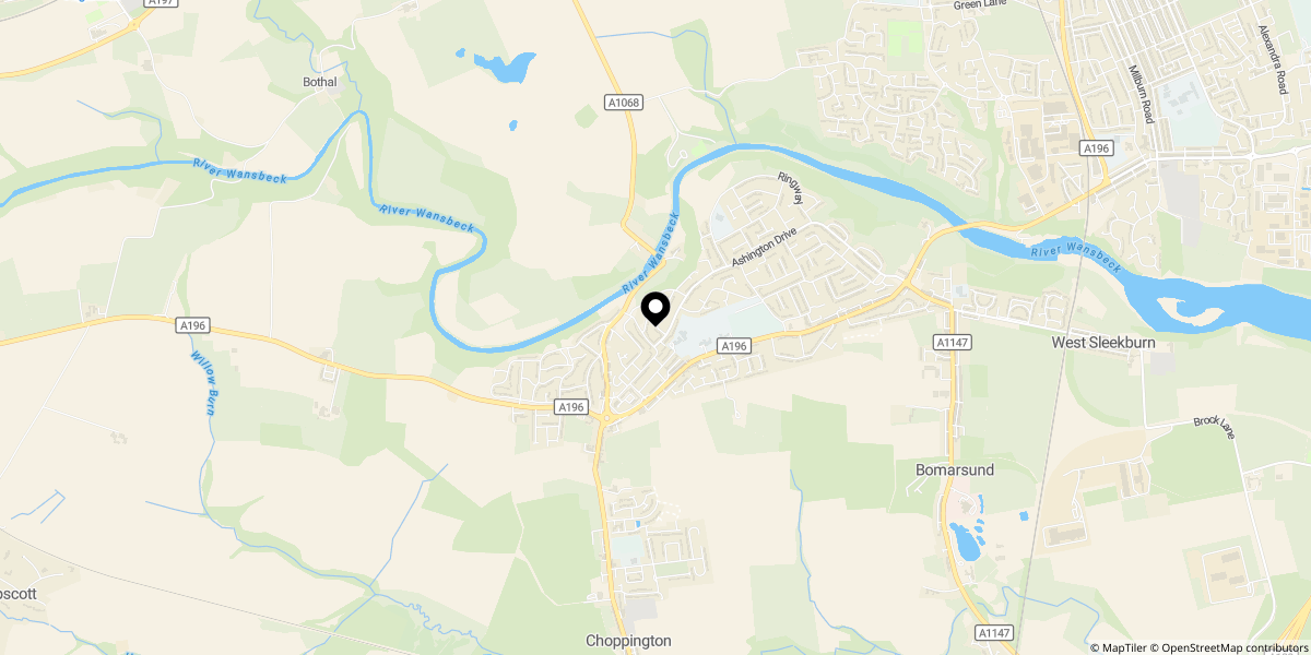 Approximate location of Hillcrest Avenue, Choppington, NE62 5ED