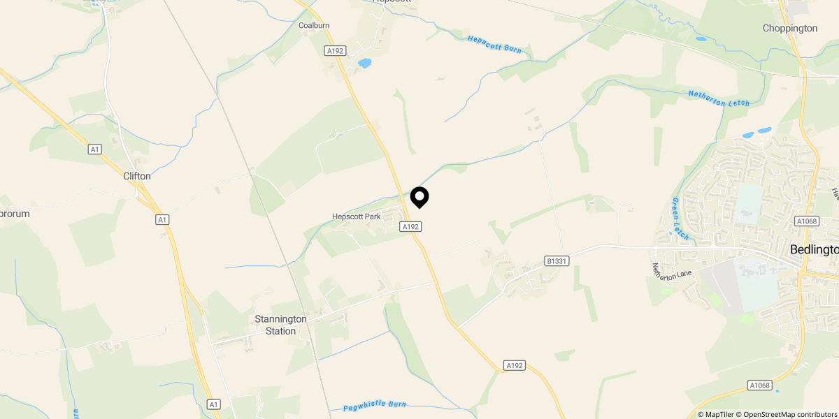 Approximate location of Shepherds Cote Drive, Hepscott Park, Morpeth, NE61 6FN