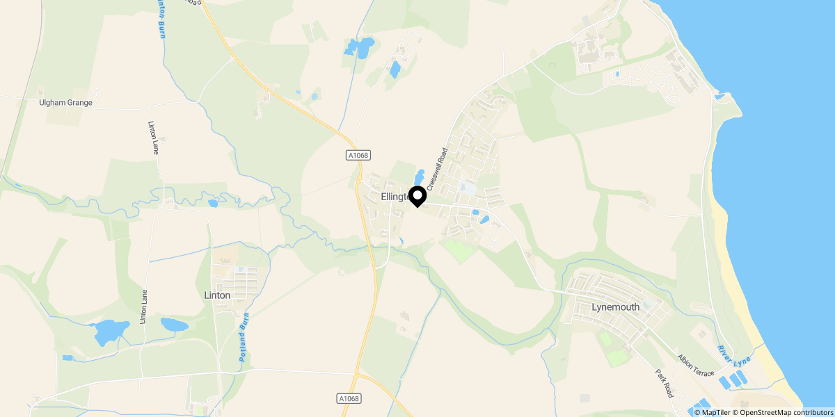 Approximate location of Cauldwell Villa, Ellington, NE61 5HY