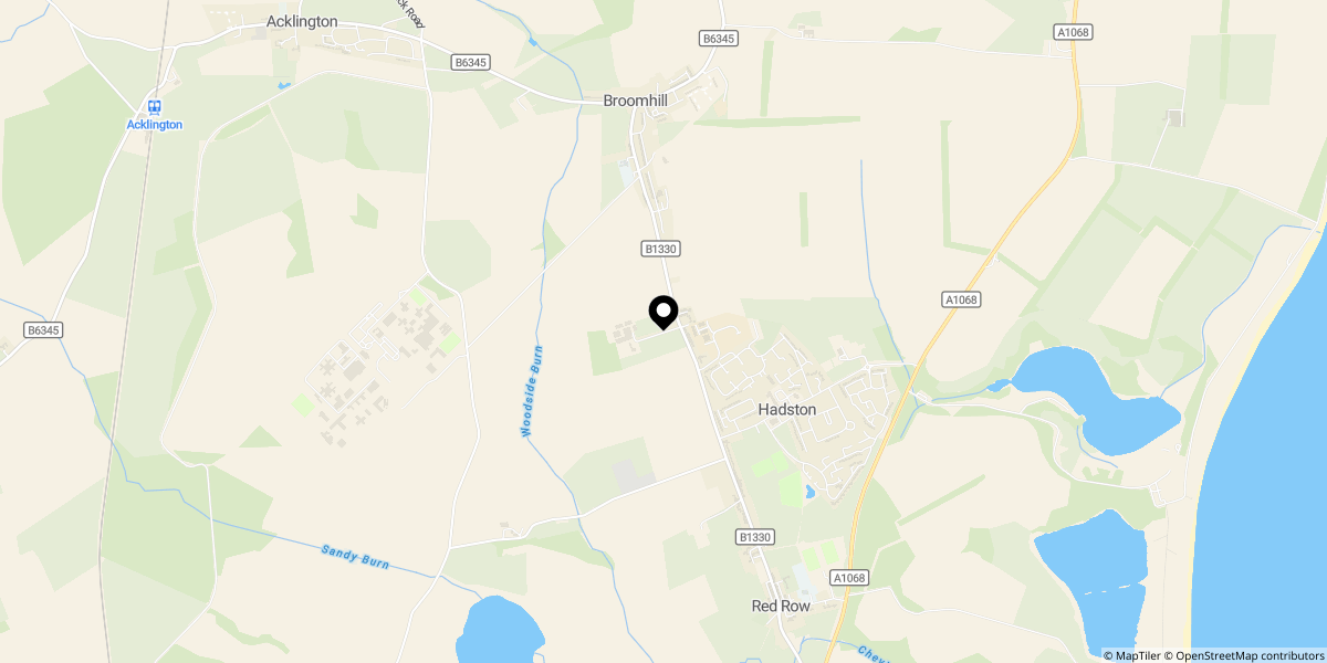 Approximate location of Copperbeech, South Broomhill, NE65 9RR
