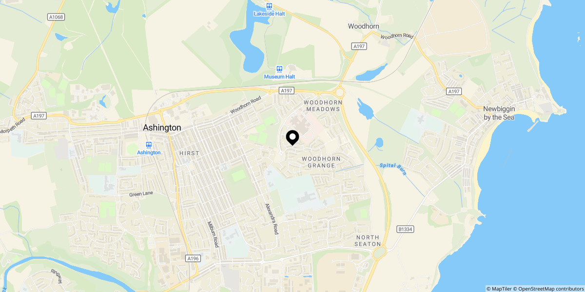 Approximate location of Albatross Way, Ashington, NE63 9WW